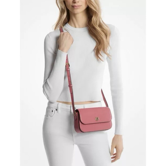 Michael Kors Jet Set Travel New NWT Pebbled Leather Berry Sorbet Crossbody $398 - Picture 2 of 12
